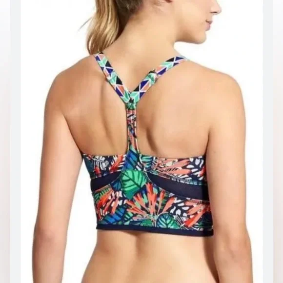 Athleta Hanalei Bralette Bikini Top Navy Blue And Coral‎ Size 32 B/C - Picture 5 of 5